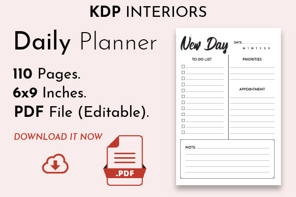 Download Undated Daily Planner [KDP Interior] - Premium Bundle